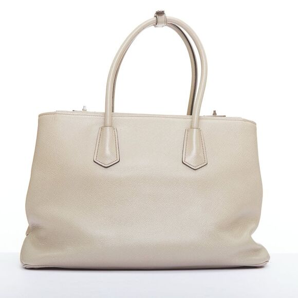 Prada twin saffiano leather trangle logo top handle tote bag - Picture 5 of 6